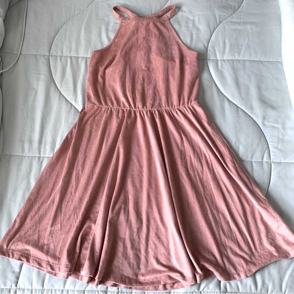 xs pink halter midi dress